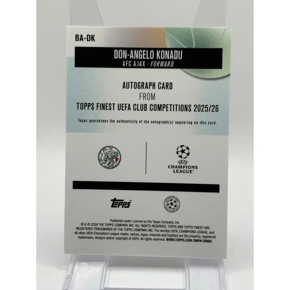 2025-26 Topps Finest UCC Don-Angelo Konadu Rookie Refractor Auto AFC Ajax RC
